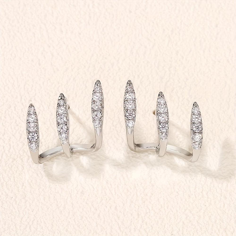 Elegante Oorbellen met Drie Klauwen en Strass