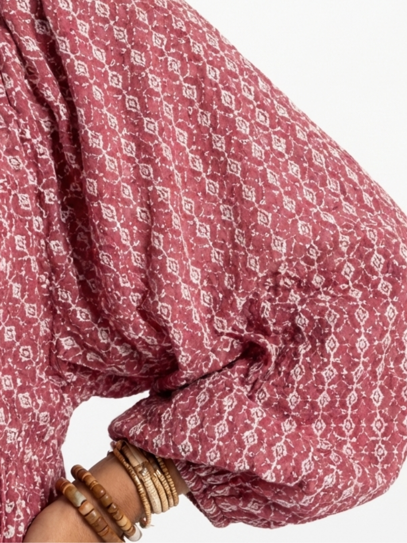 Arlette | Geometrische Print Lange Mouwen Midi Jurk
