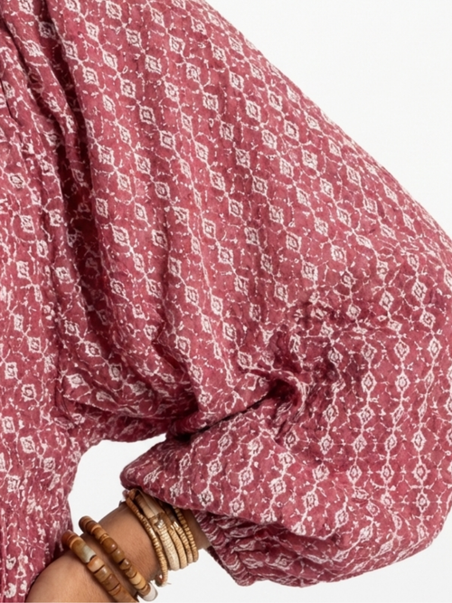 Arlette | Geometrische Print Lange Mouwen Midi Jurk