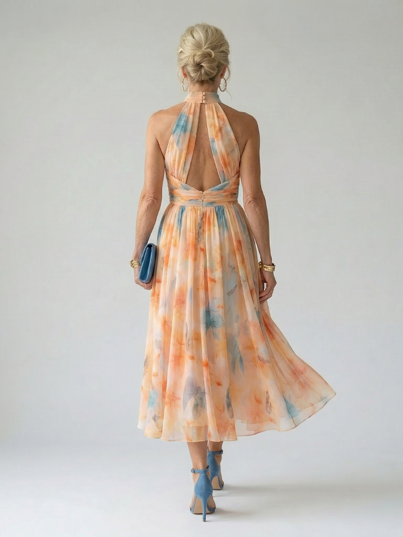 Elin | Zachte Halter Midi Jurk