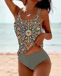 Gedrukte tankini met dubbele riem