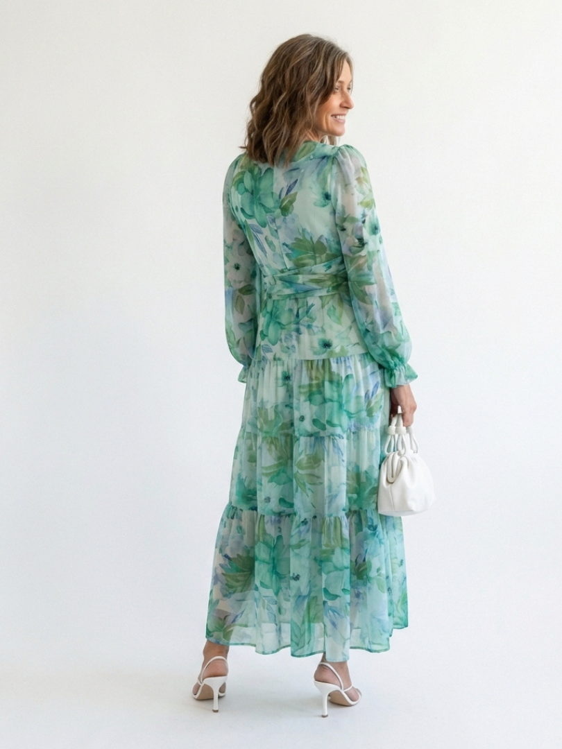 Althea | Lange Mouwen Bloemen Maxi Jurk
