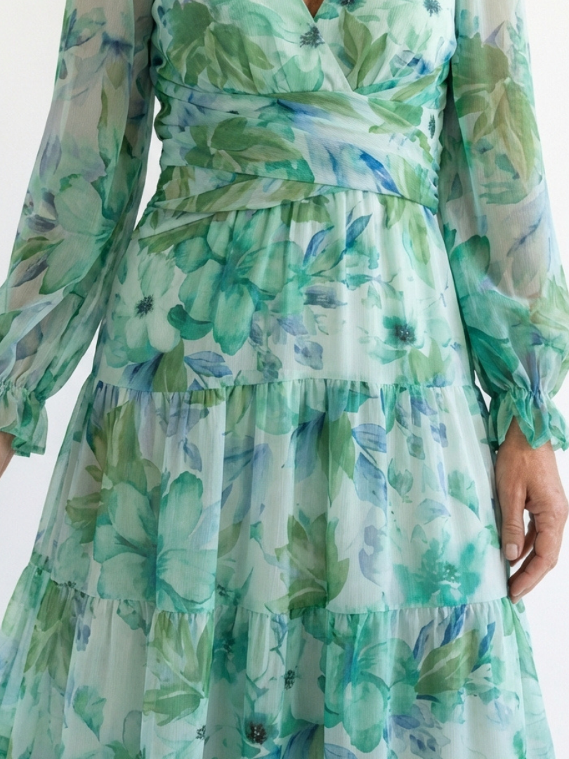Althea | Lange Mouwen Bloemen Maxi Jurk