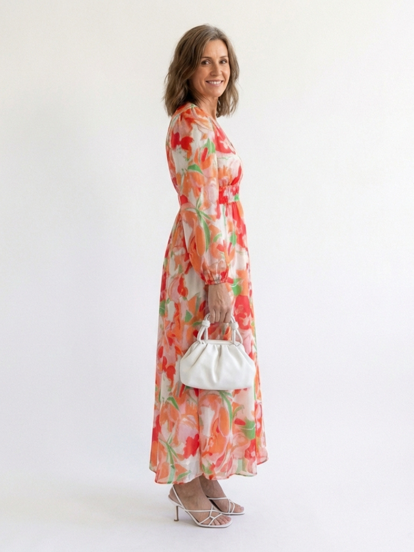 Althea | Lange Mouwen Bloemen Maxi Jurk