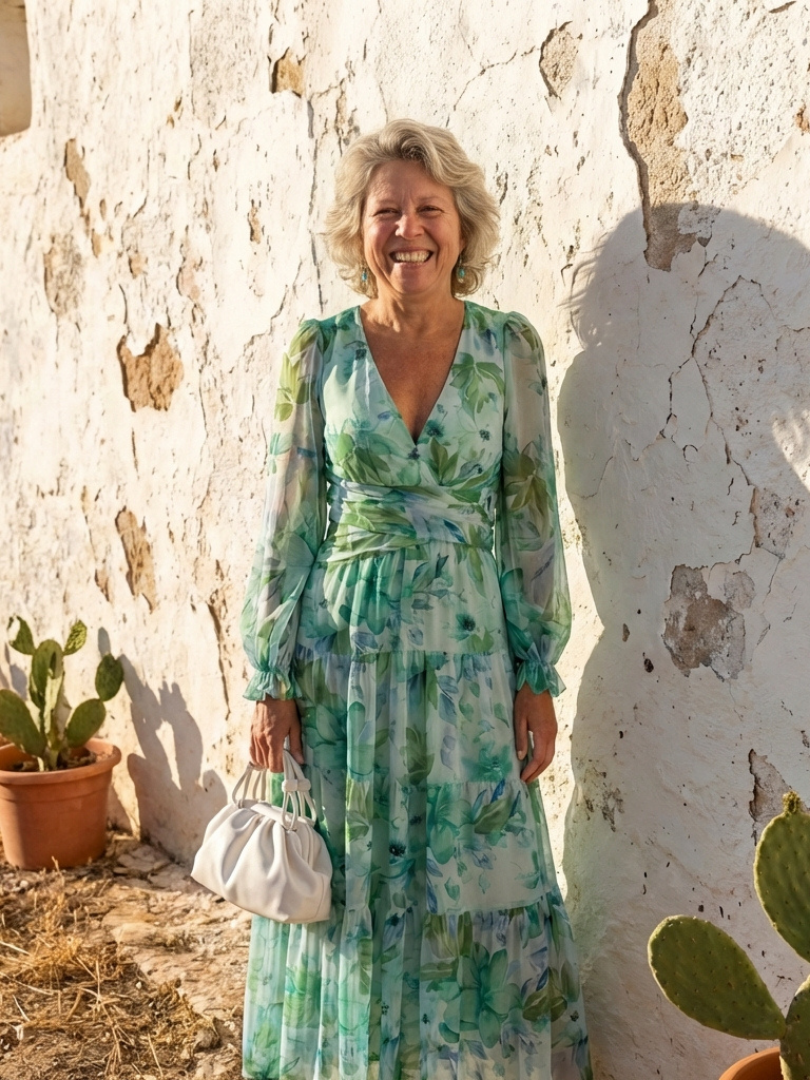 Althea | Lange Mouwen Bloemen Maxi Jurk