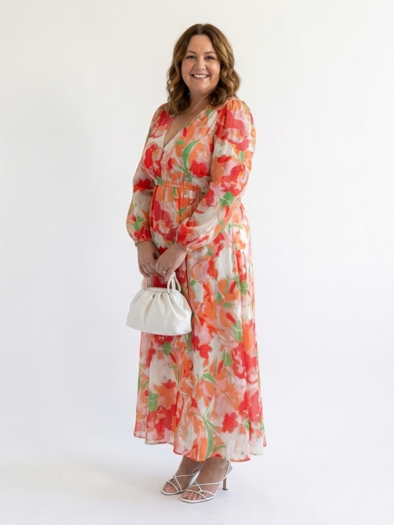 Althea | Lange Mouwen Bloemen Maxi Jurk