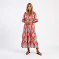 Zaria | Paisley Print V-Hals Korte Mouw Midi Jurk