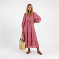 Arlette | Geometrische Print Lange Mouwen Midi Jurk