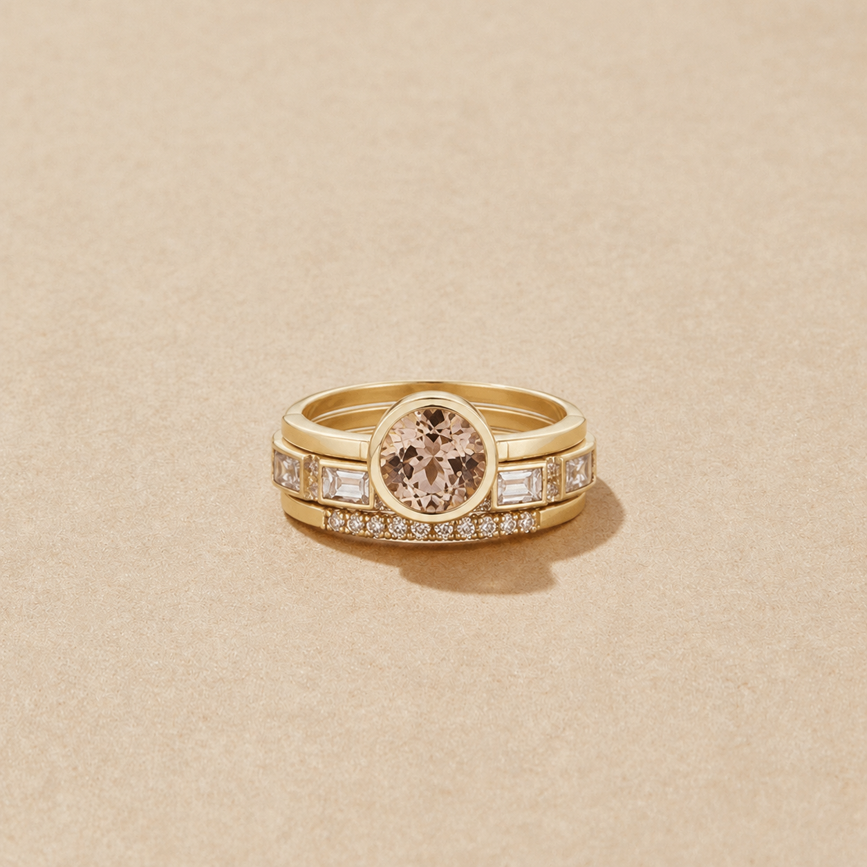 Hopeful - Inlay-kristal-gouden ring-set