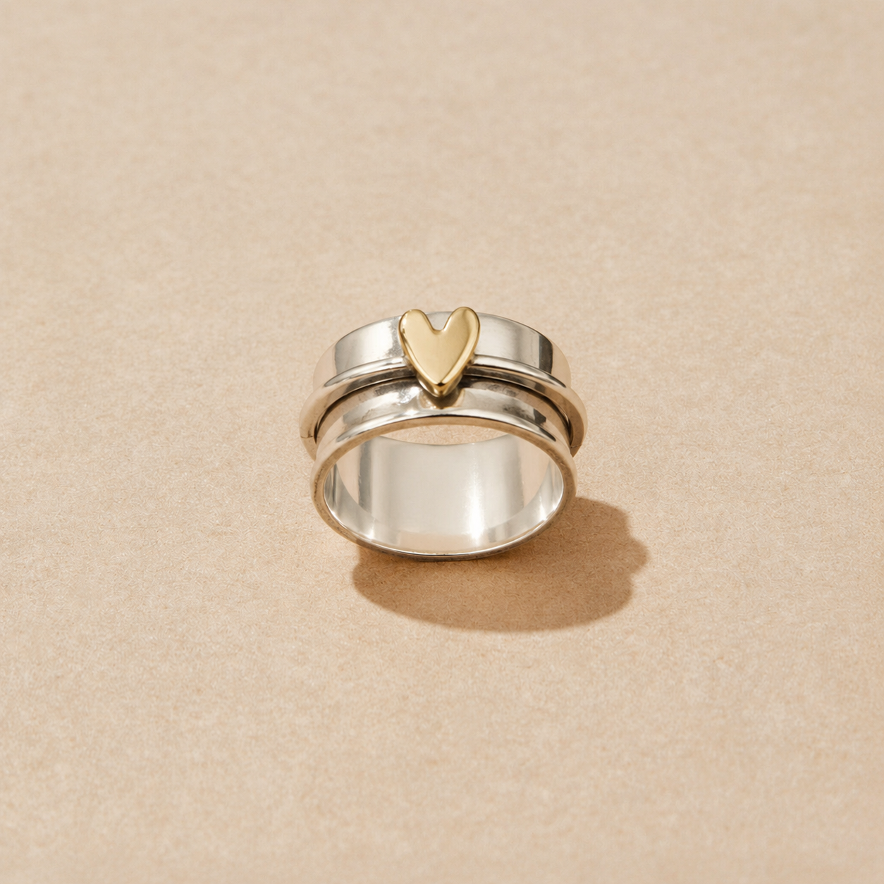 Mely - Gouden Hart Zilveren Ring