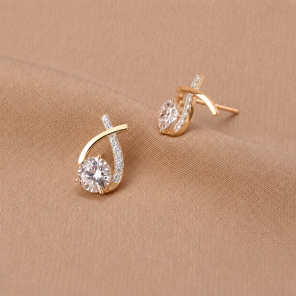 Oorbellen met gouden kruis en zirconia