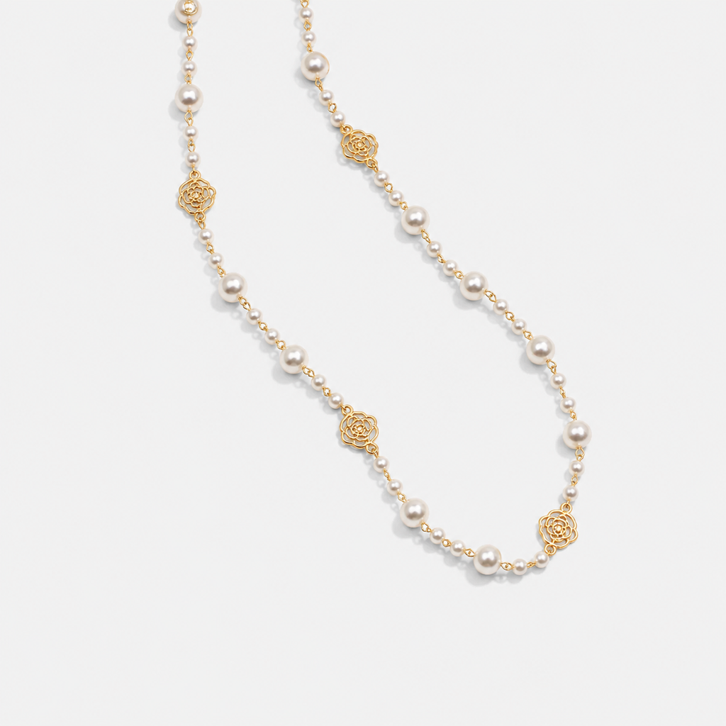 Elegante gouden ketting met parels