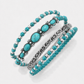 Boho armbandenset met turquoise kralen