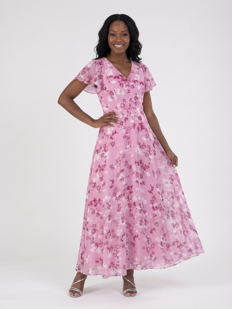 Ismeria | Bloemen Chiffon Maxi Jurk