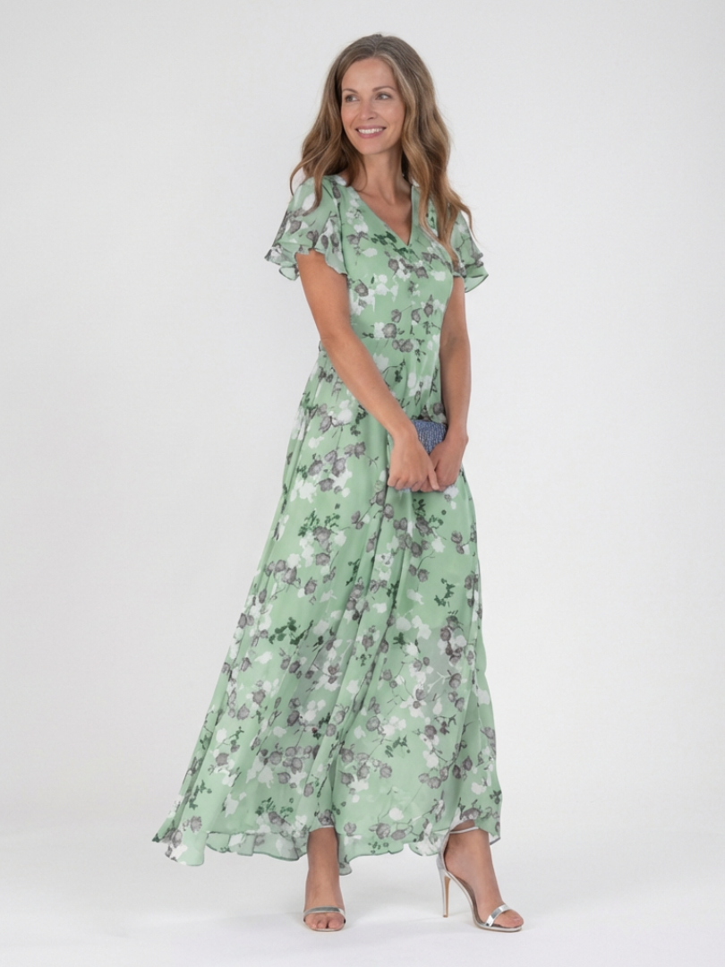Ismeria | Bloemen Chiffon Maxi Jurk