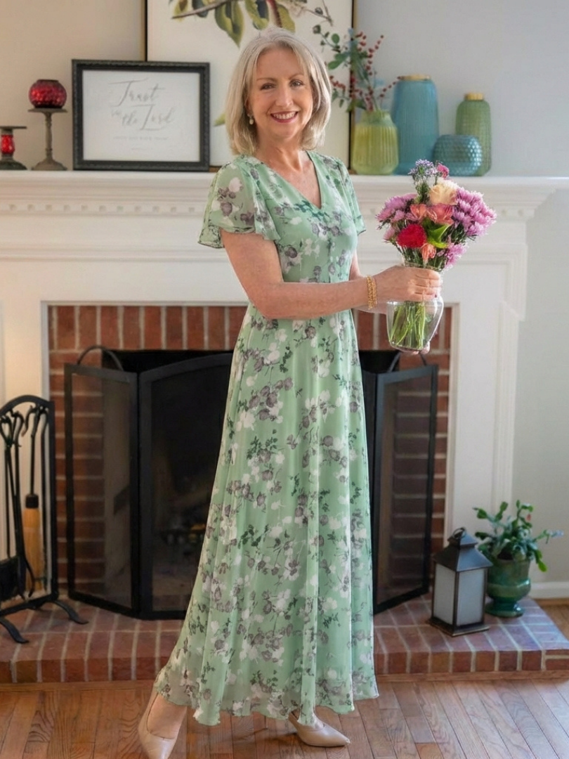 Ismeria | Bloemen Chiffon Maxi Jurk