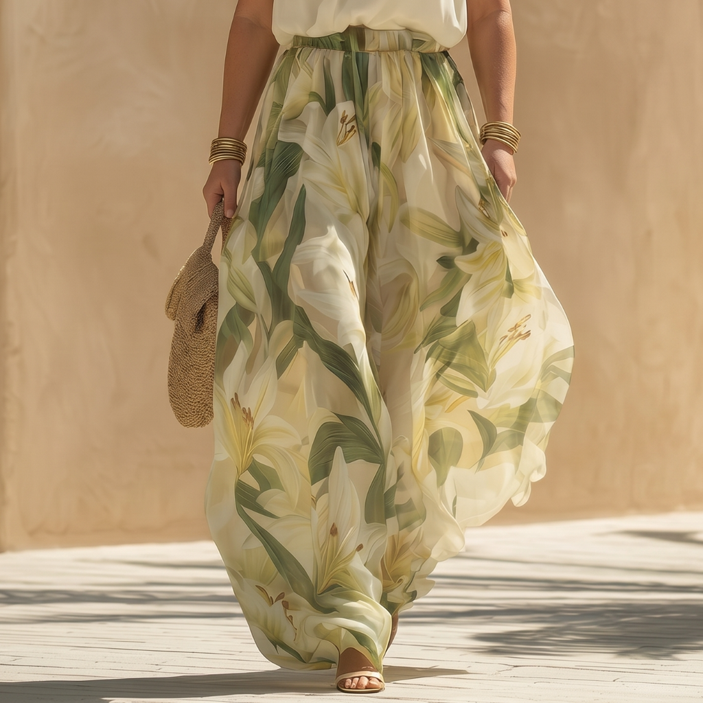 Lysandra | Elegante Luchtige Geprinte Lelie Set