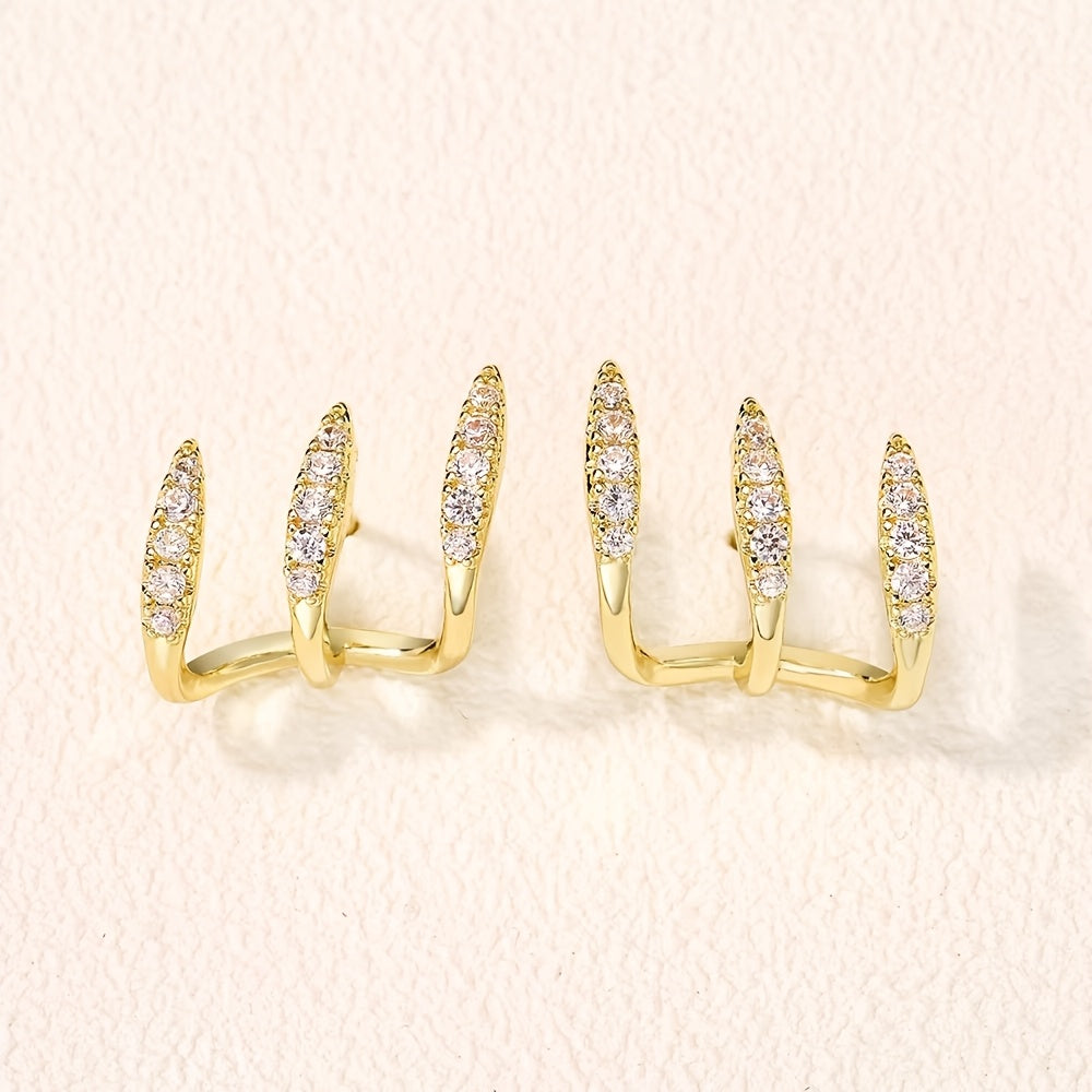 Elegante Oorbellen met Drie Klauwen en Strass