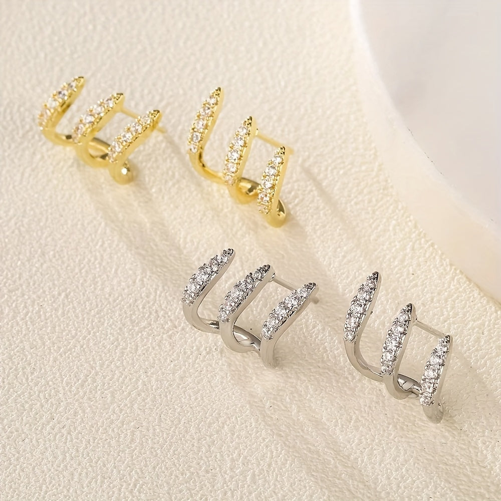 Elegante Oorbellen met Drie Klauwen en Strass