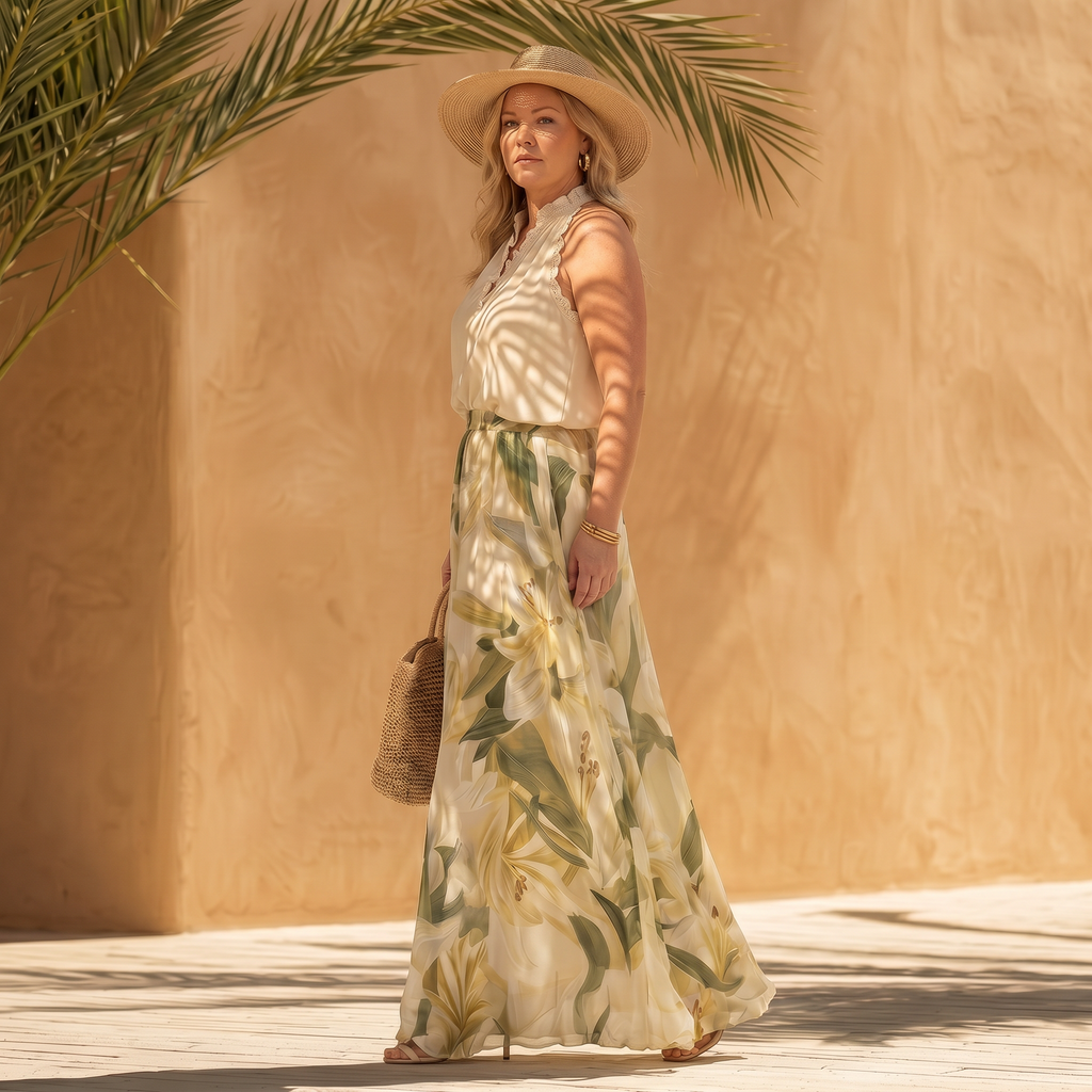 Lysandra | Elegante Luchtige Geprinte Lelie Set