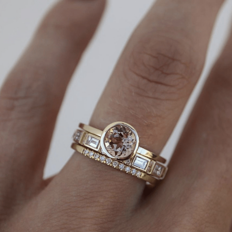 Hopeful - Inlay-kristal-gouden ring-set