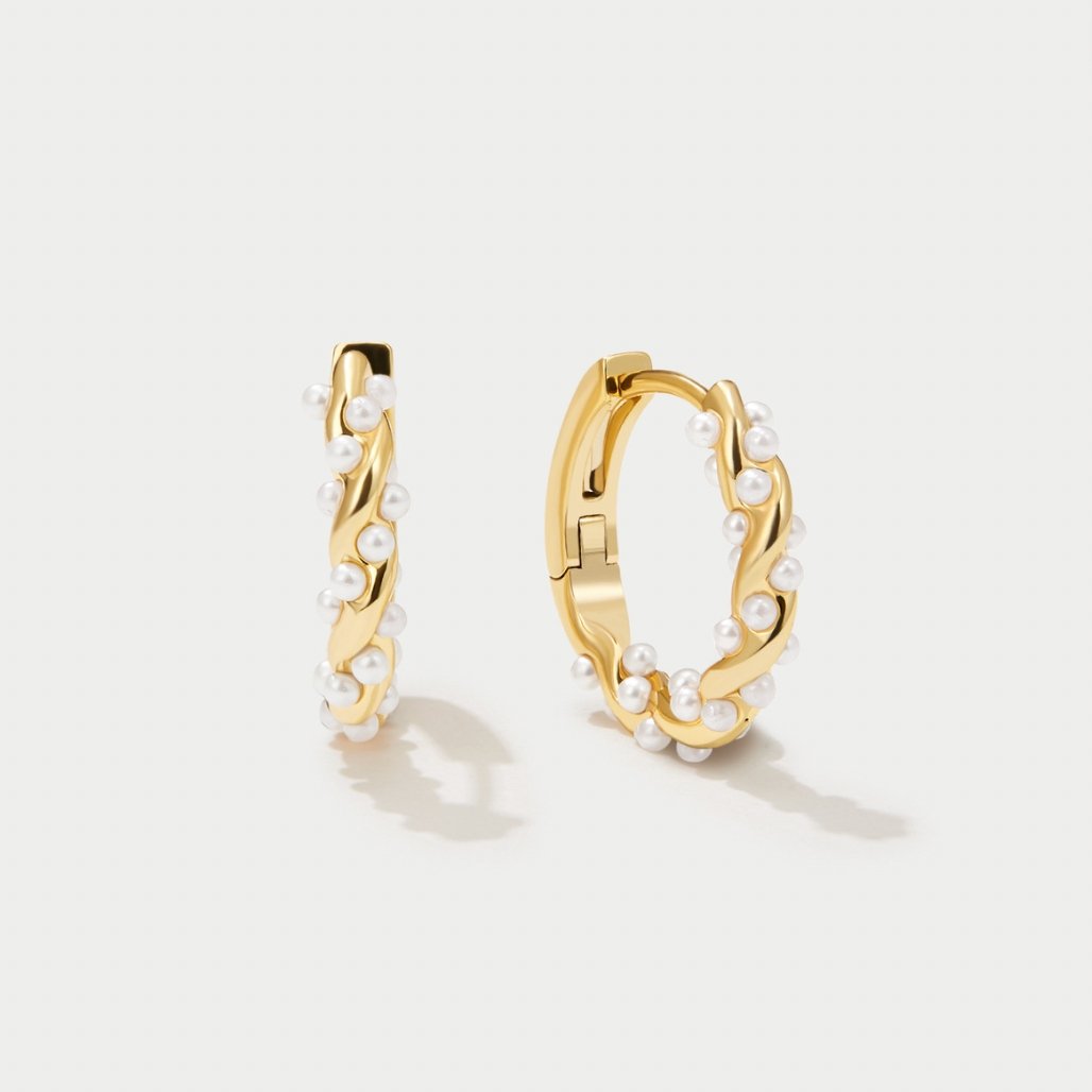 Tess | Gouden Perlen-Hoops oorbellen