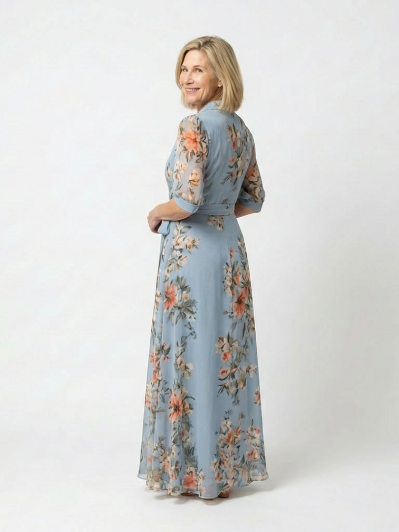 Elowen | Bloemen Wrap V Hals Maxi Jurk