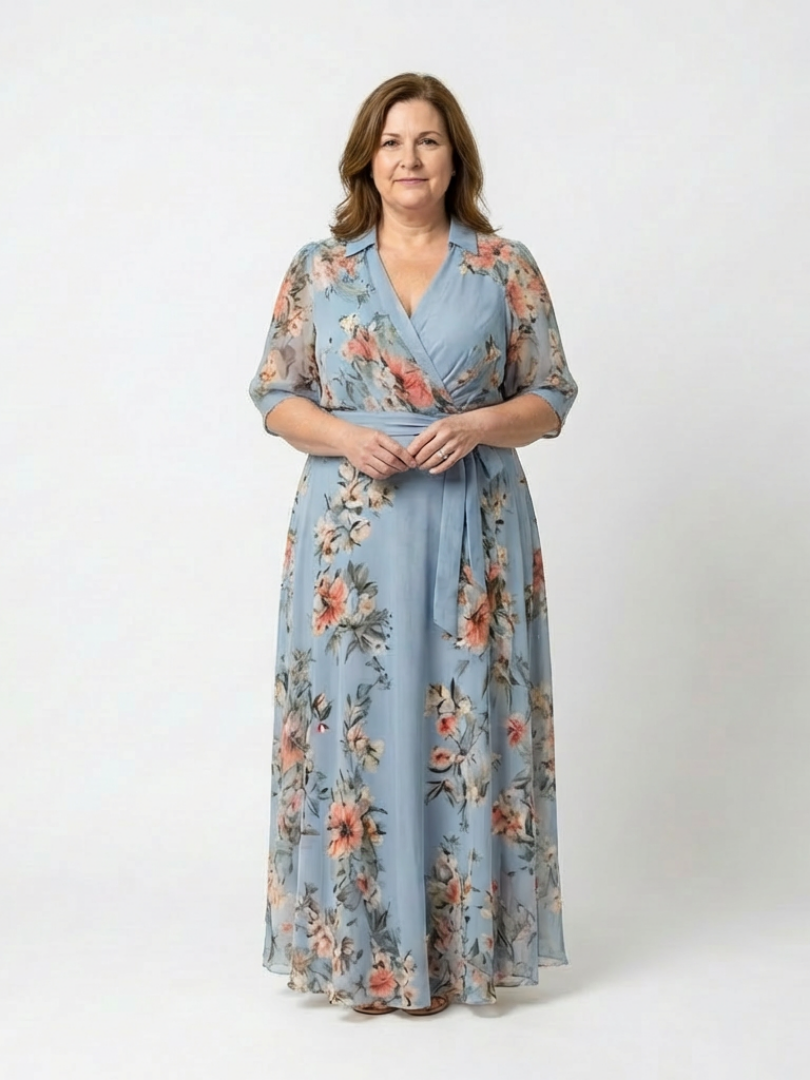 Elowen | Bloemen Wrap V Hals Maxi Jurk