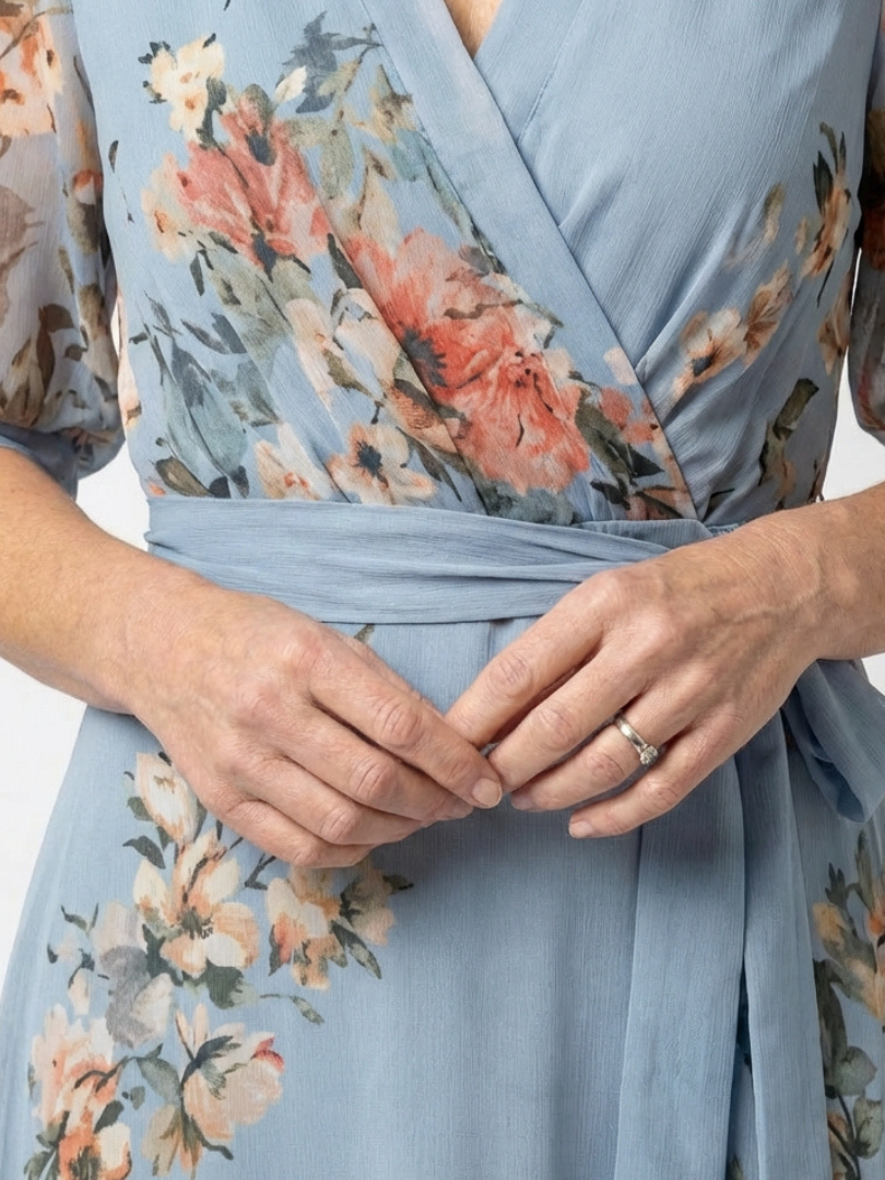 Elowen | Bloemen Wrap V Hals Maxi Jurk