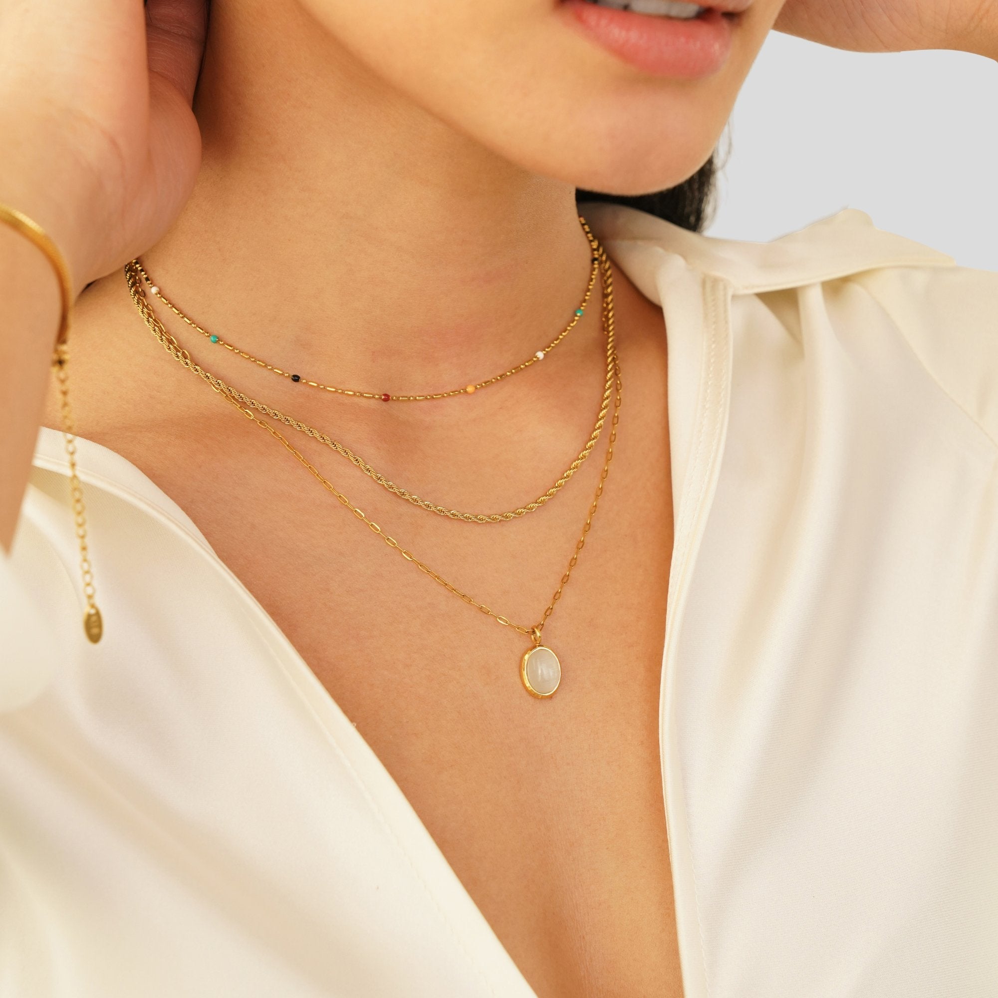 Witte Opal Ketting